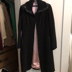 Andrew Marc black wool/leather coat